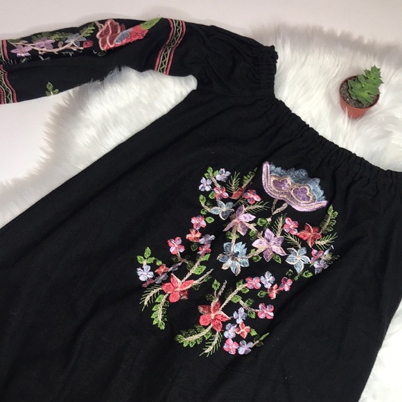 Rebellions Off The Shoulder Floral Boho Dress - Picture 3 of 7